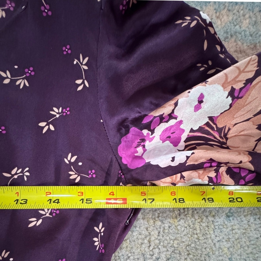 Anthropologie Yumi Kim Womens Silk Floral Satin Peplum Blouse Sz Small Romantic - Picture 7 of 10